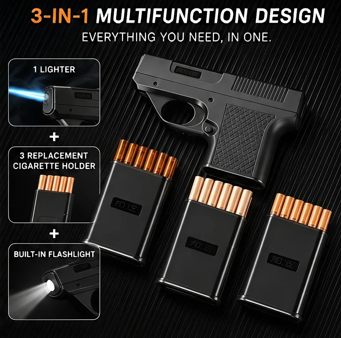 Premium 3-in-1 Torch Lighter with Cigarette Holder & LED Flashlight | Powerful Windproof Flame | BUY 1 GET 1 FREE